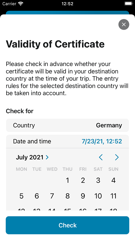 Select date and time