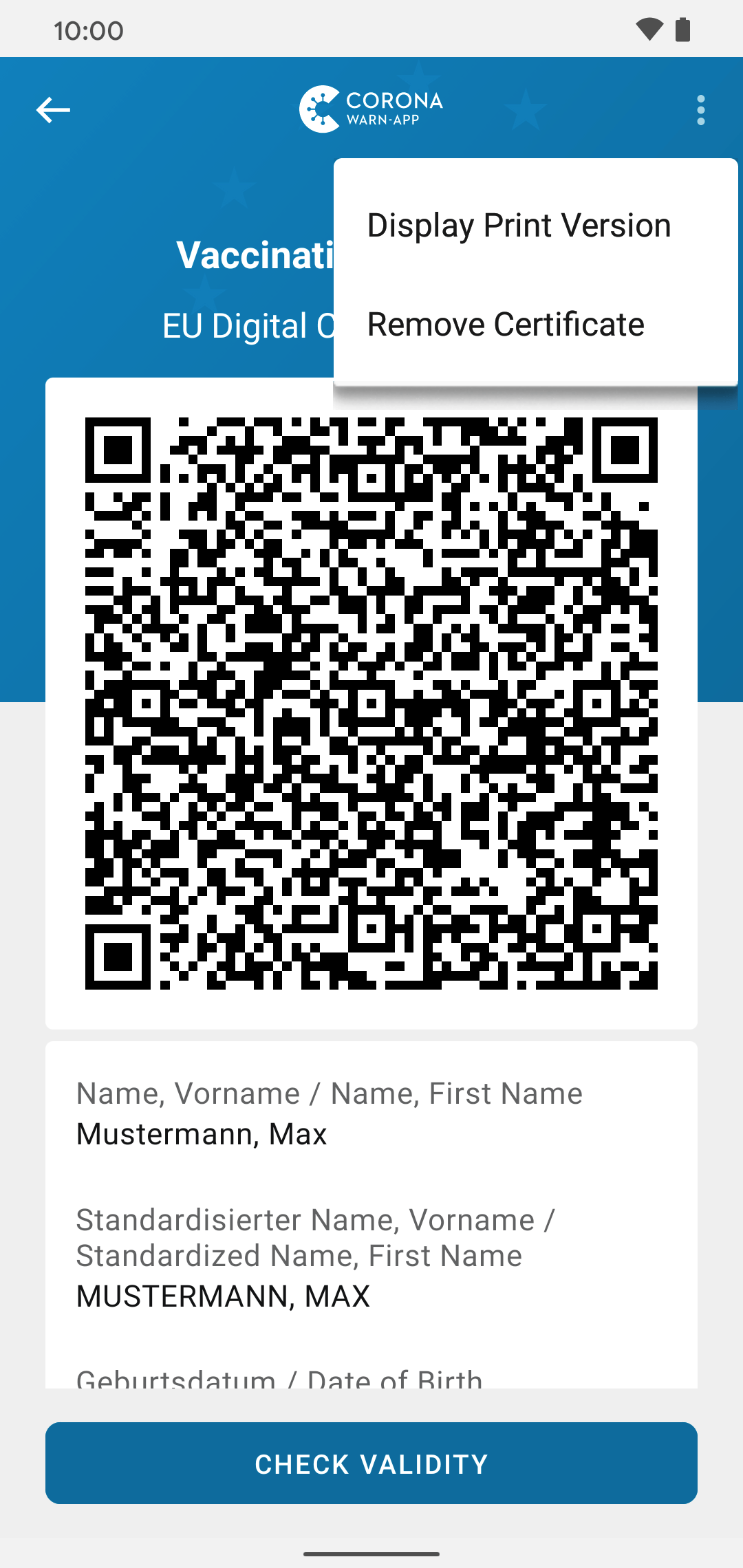 Print certificate Android
