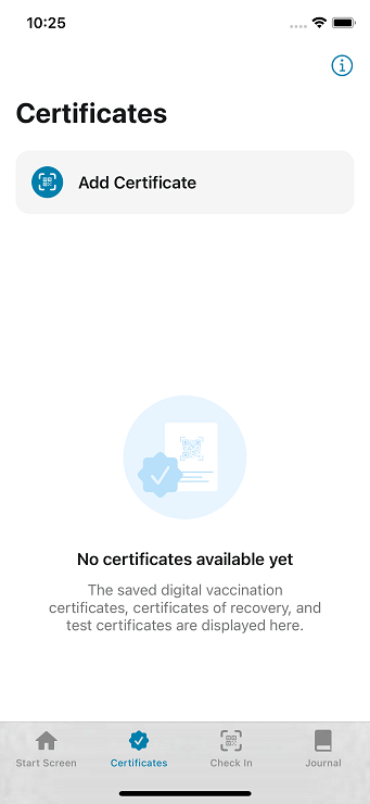 Certificates tab