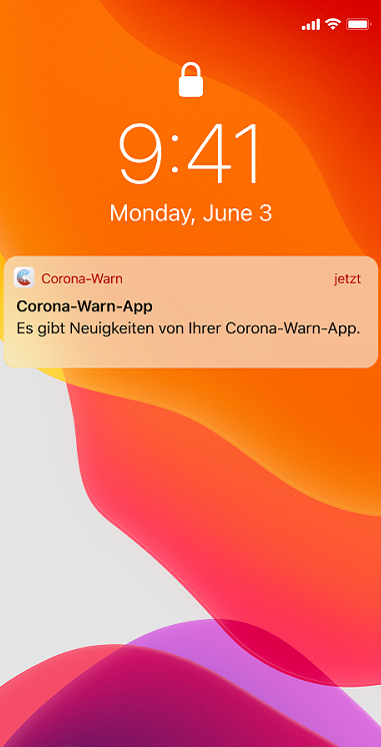 Pushnachricht der Corona-Warn-App