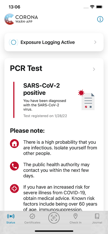 Guidance in case of positive test results