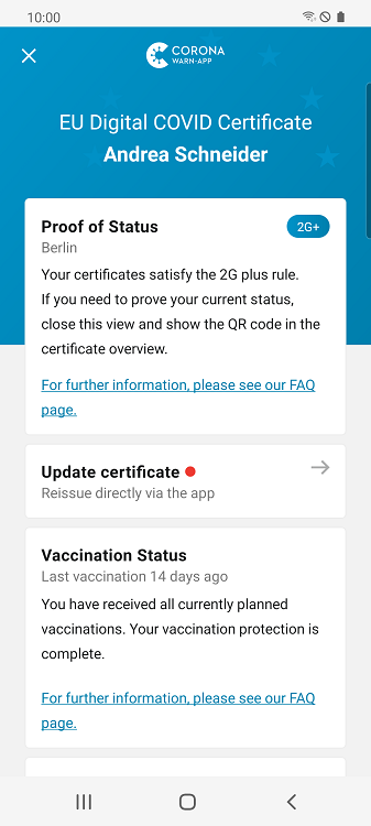 notification to update certificate