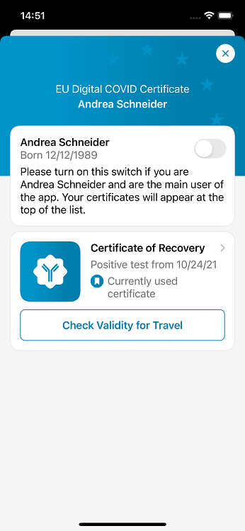 Certificate of recovery
